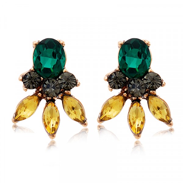 Emerald Yellow Elegant Stud Statement Earrings